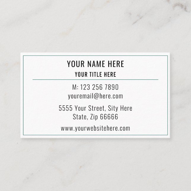 Noir Blanc Simple Personnalisé Votre Carte de visi (Devant)