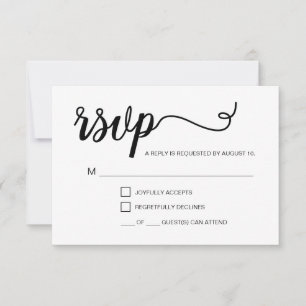 Noir Blanc Simple RSVP avec Nombre d'invités