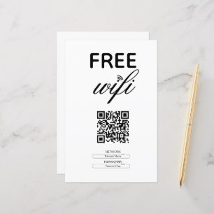 Noir Blanc Simple Wi-Fi Gratuit QR Code Lieu