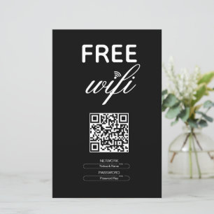 Noir Blanc Simple Wi-Fi Gratuit QR Code Lieu