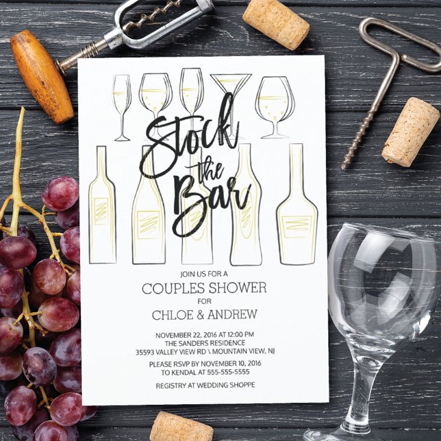 Noir blanc Stock le Bar Couples Douche Invitation (Créateur téléchargé)