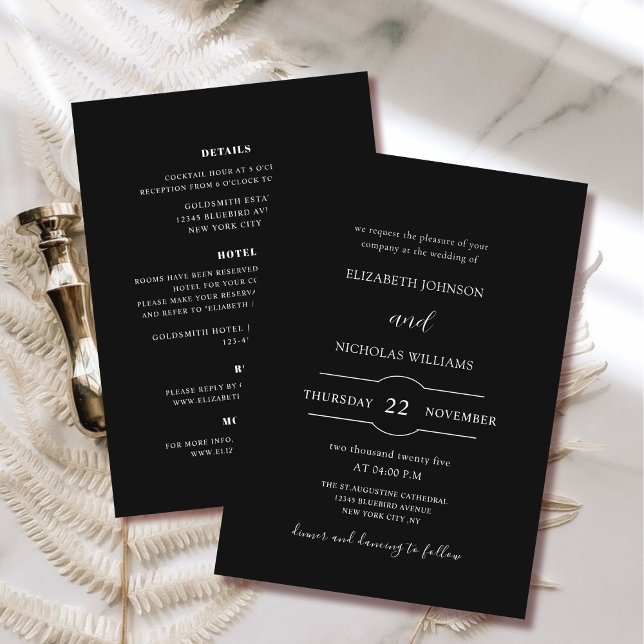 noir, blanc tout en un faire-part de mariage modèl (Créateur téléchargé)