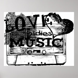 Noir, Blanc Vintage Lodies musique oldies Poster