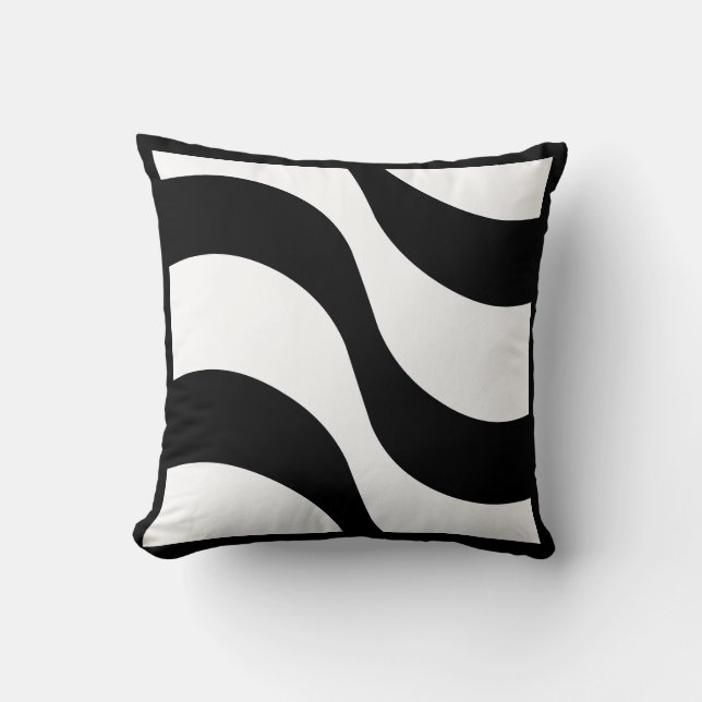 noir + blanc zèbre rayure motif moderne coussin mo (Recto)