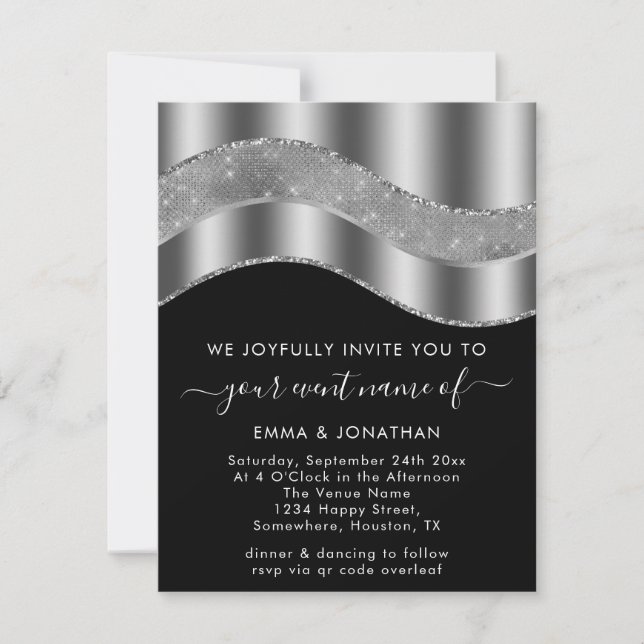 Noir BlancArgent Gris Bordure Parties scintillant  (Devant)