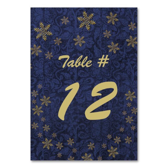 Noir bleu foncé Damas fête de Noël Numéro de table (Par défaut)