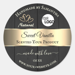 Noir Bois Grain Or Décor Produit Logo Étiquette