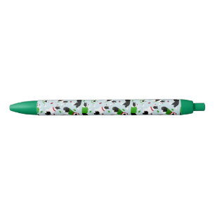 Noir Bordure de Noël Collie Stylo d'encre noire