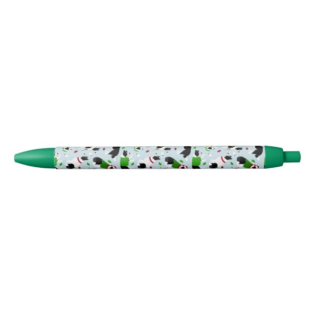 Noir Bordure de Noël Collie Stylo d'encre noire (Devant)