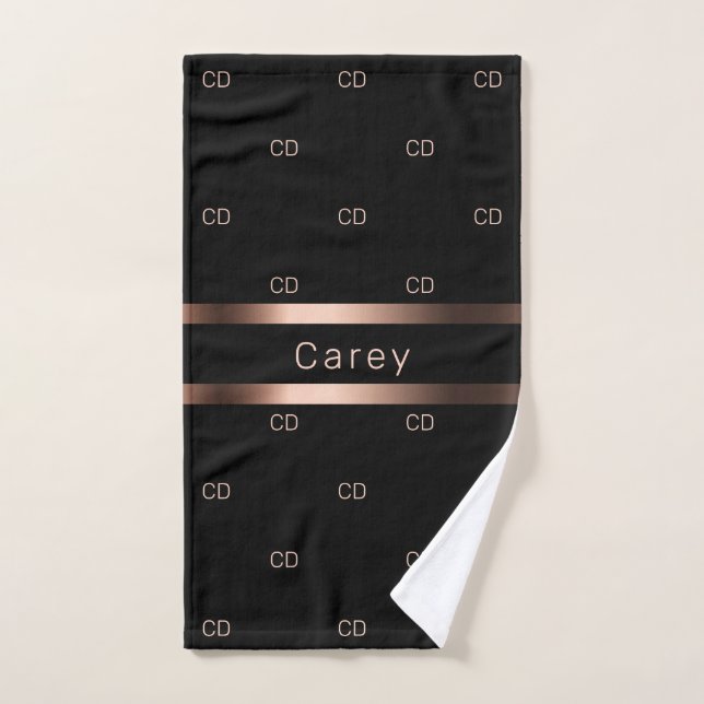 Noir bronze monogramme initiales nom du motif (Serviette à main)