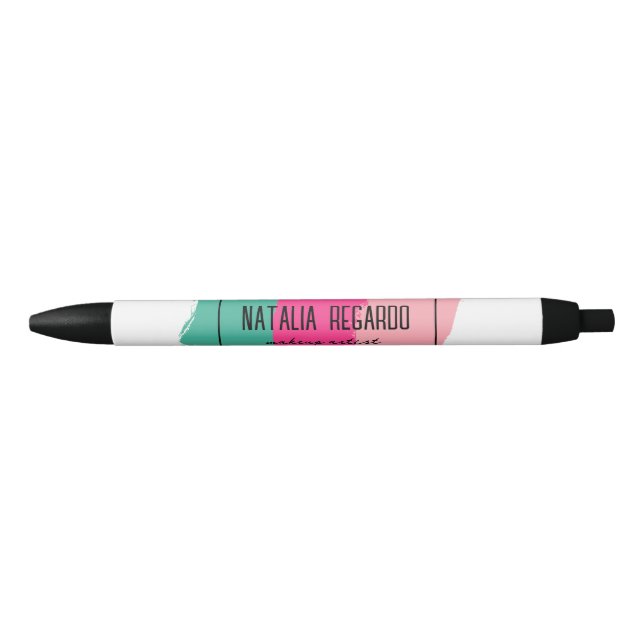 Noir Brosse colorée moderne Trucs Nom Stylo (Devant)