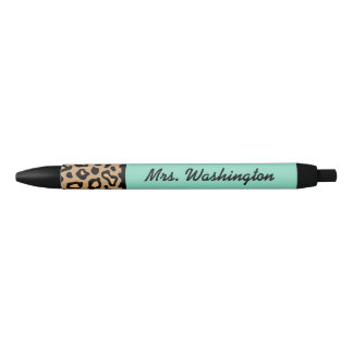 Noir Cadeau de stylo de bureau Leopard Turquoise