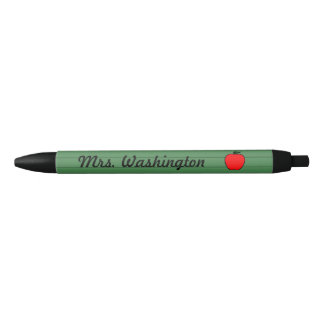 Noir Cadeau stylo Apple pour enseignant avec ligne vert