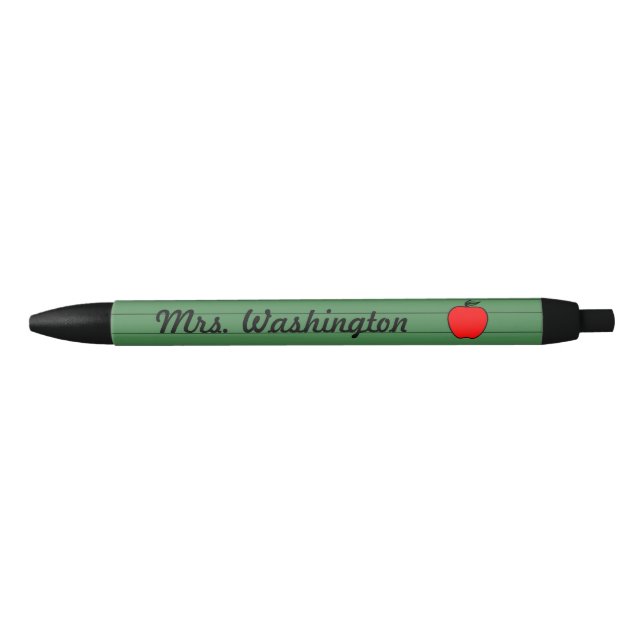 Noir Cadeau stylo Apple pour enseignant avec ligne vert (Devant)