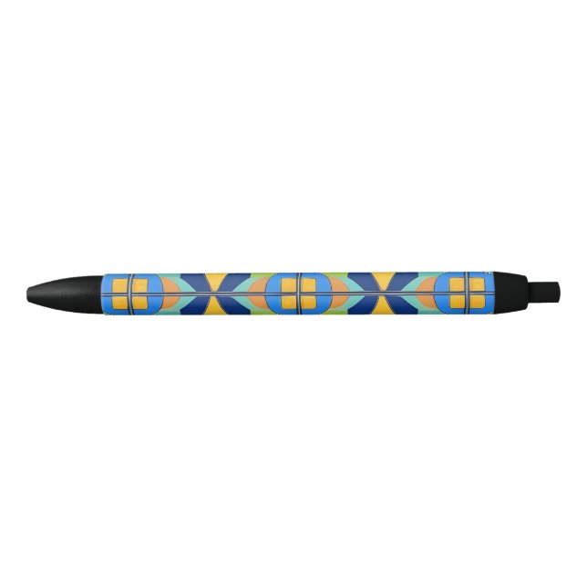 Noir Cadeau stylo géométrique abstrait coloré (Devant)