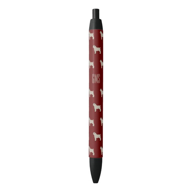 Noir Carlins adorables races de chiens Motif Stylo mono (devant Vertical)