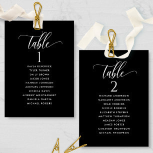 Noir, Cartes de plan de table avec noms des invité
