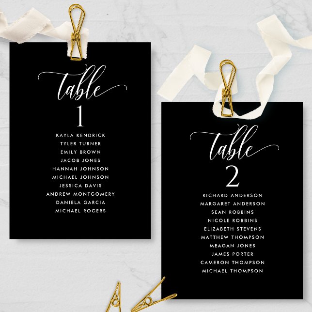 Noir, Cartes de plan de table avec noms des invité (Créateur téléchargé)
