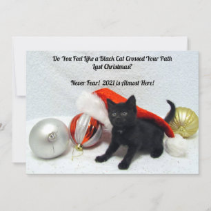 Noir Chat Noël - Humour - Carte de Noël Plat