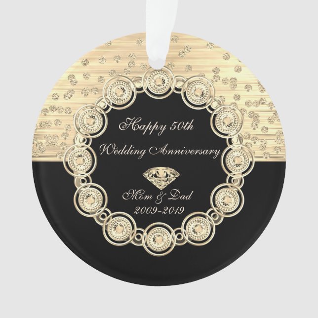 Noir Chic Diamants Or 50e Anniversaire de Mariage (devant)
