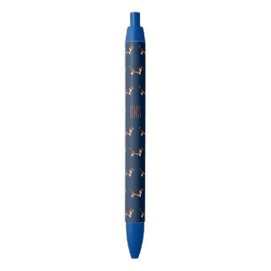 Noir Chiens beagles Motif Stylo monogramme
