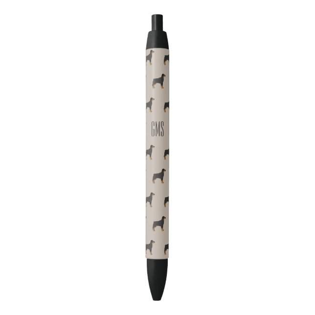 Noir Chiens de Rottweiler Motif Stylo monogramme (devant Vertical)