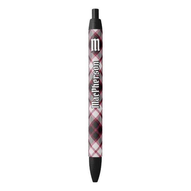 Noir Clan MacPherson Chasse Tartan Stylo à encre (devant Vertical)