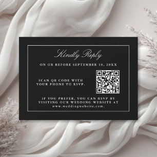 Noir classique Simple Elegant RSVP avec code QR
