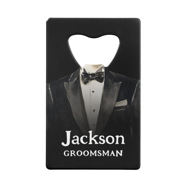 Noir Costume Groomsman Bouteille-Cadeau Ouverture (Devant)