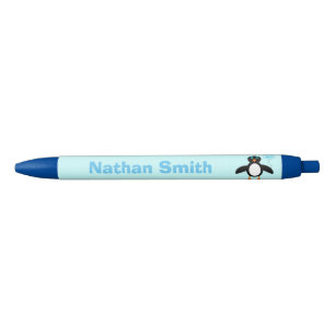 Noir Cute Blue Baby Boy Penguin Stylo personnalisé