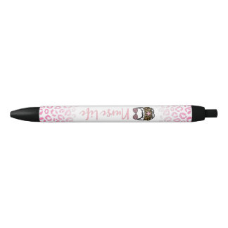 Noir Cute rose léopard Infirmière vie Stylo