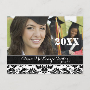 Noir Damask Classe de diplômes Invitations