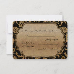 Noir Damask Éperles Mariage RSVP