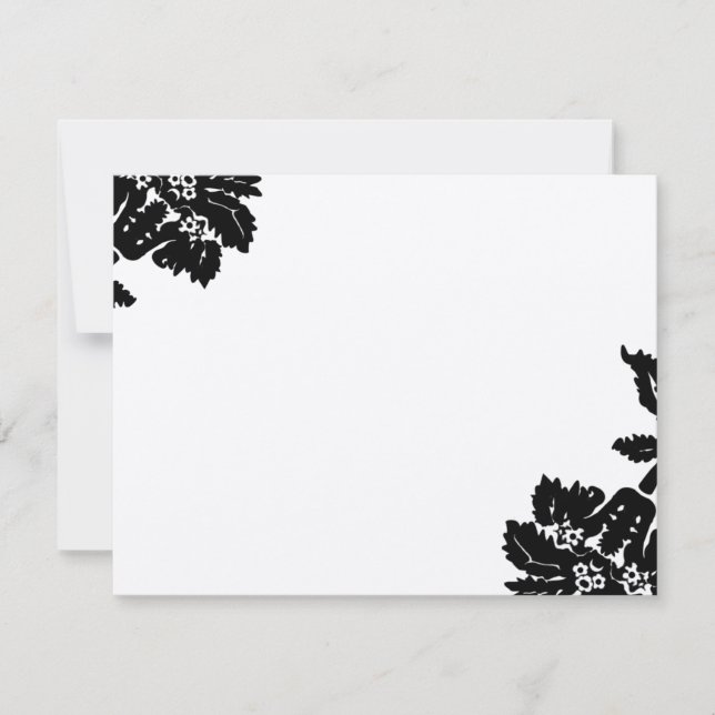 Noir Damask Flower Wedding RSVP (Devant)