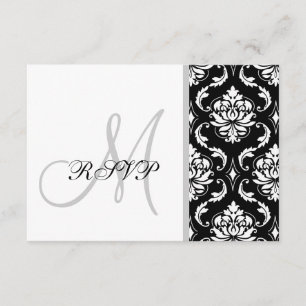 Noir Damask Monogramme Mariage RSVP
