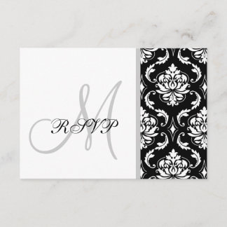 Noir Damask Monogramme Mariage RSVP