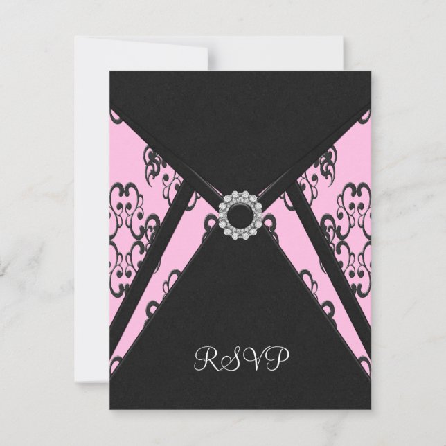 Noir Damask Rose Elegant noir RSVP (Devant)