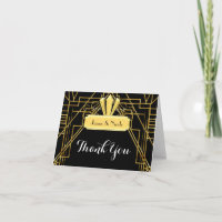 Noir d'art déco et carte élégante de pli de Merci
