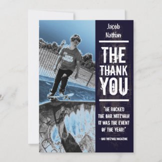 Noir de carte de remerciements de Mitzvah de barre