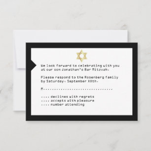 Noir de carte- de réponse de Mitzvah RSVP de barre