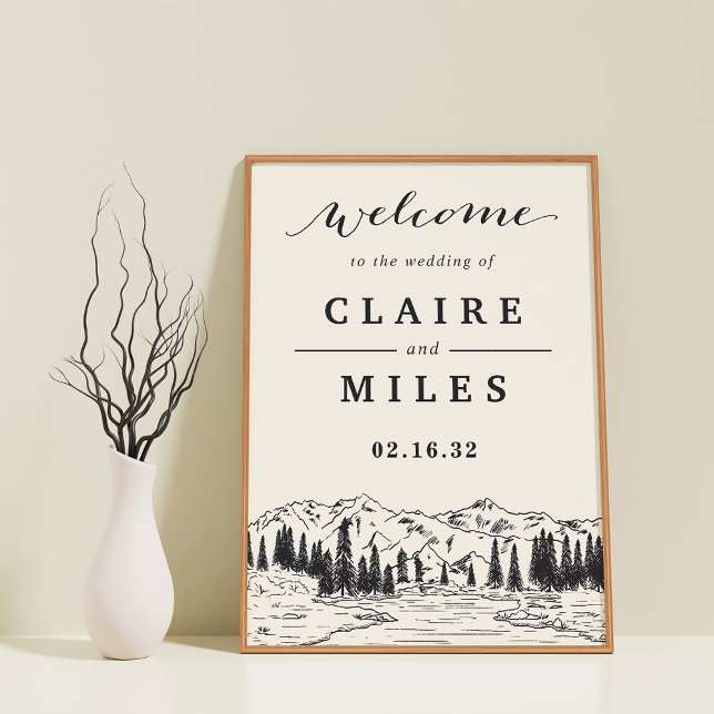 Noir de cendre | Affiche de bienvenue Mariage d'es (Créateur téléchargé)