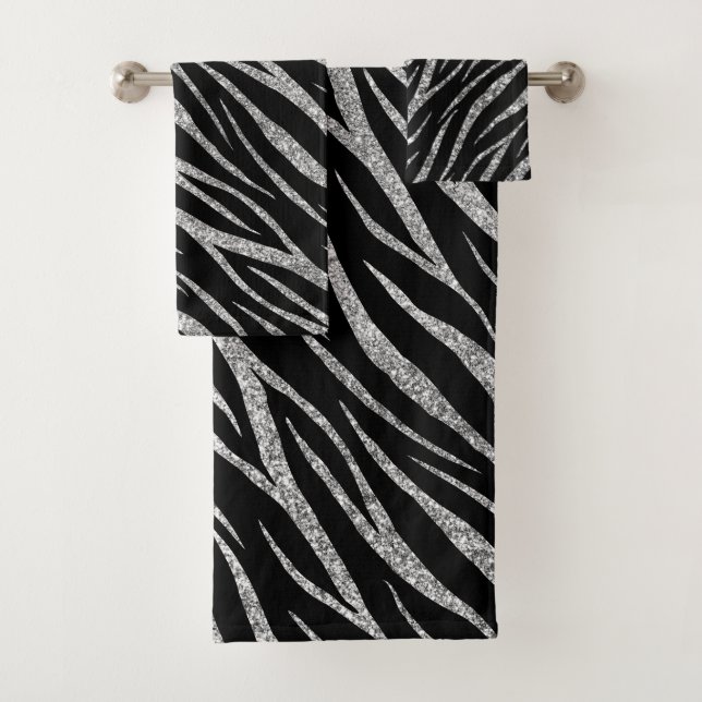 Noir de luxe Silver Classy Chic Girly Zebra Print (En situation)