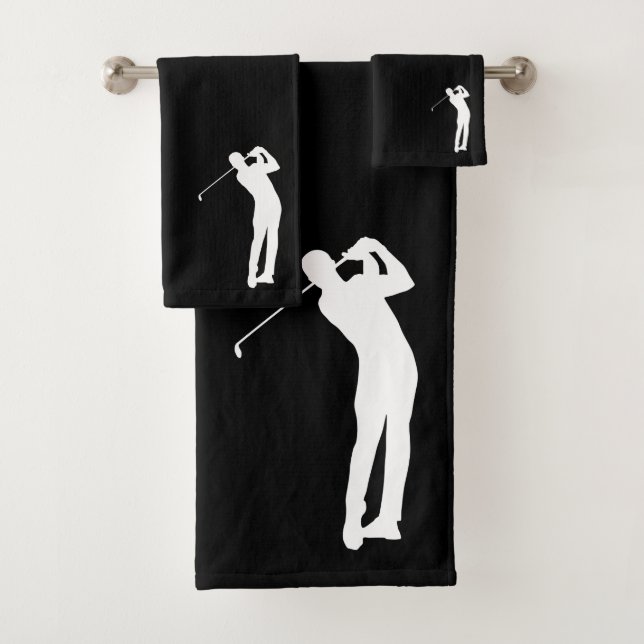 Noir de silhouette de Golfer en mouvement (En situation)