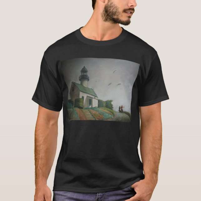 Noir de T-shirt de phare de Point Loma (Devant)