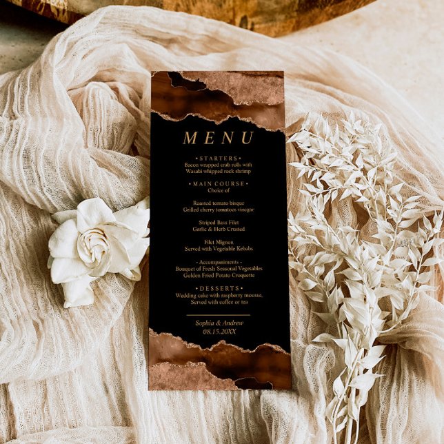 Noir & Désert Gold Calligraphy Menu Mariage (Créateur téléchargé)