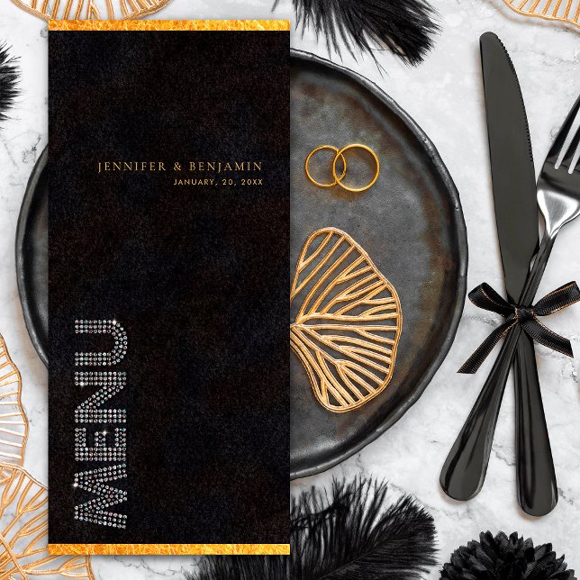 Noir Diamant Noir Réception Dîner Menu (Front)