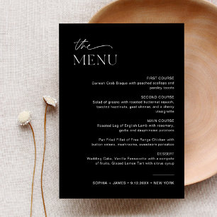 NOIR Dîner Mariage Menu 5x7 Carte