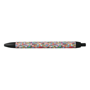 Noir Drapeaux mondiaux de stylo d'encre Buddy