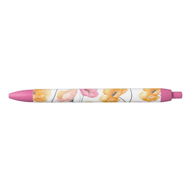 Noir Élégance dans le stylo d'encre en fleur (Devant)