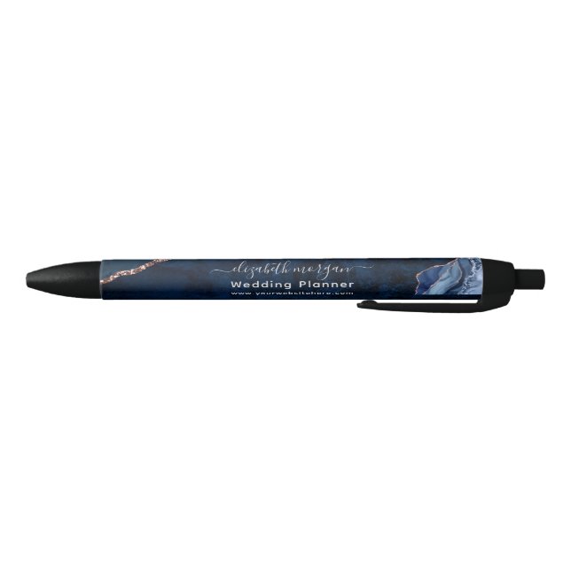 Noir Élégant Stylo à Encre Script Marbre Agate Professi (Bas)